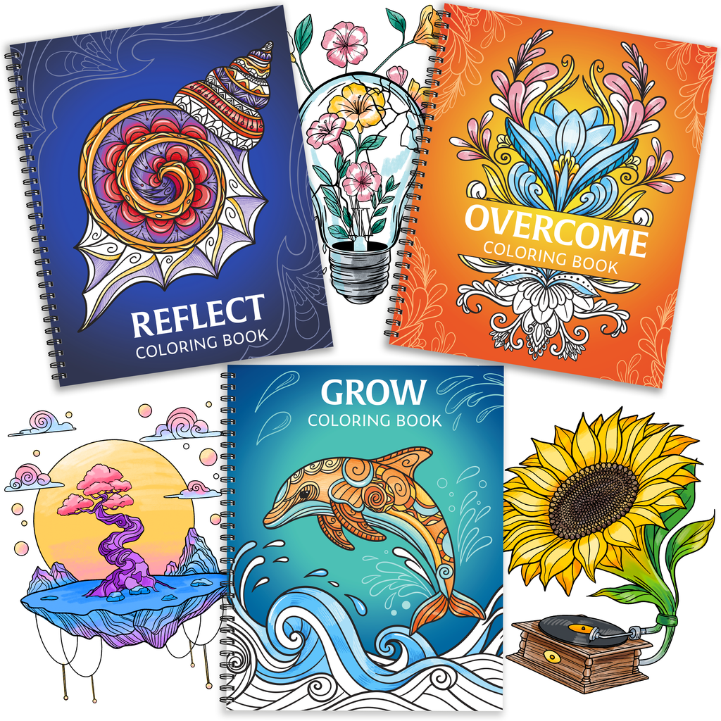 RYVE Coloring Books for Adults Relaxation - Set of 3 Stress Relief Coloring Book with Inspiring Quotes, Adult Coloring Book for Women, Easy Coloring Book for Adults, Crafts for Adults Women Color Book