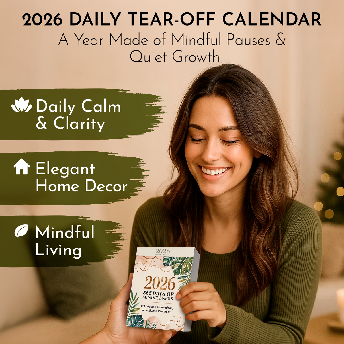 MINDFULNESS Daily Desktop Calendar, Tear Off Calendar With 365 Positive Affirmation Exercises Self Care Box Calendar Gift For Women Home Or Office
