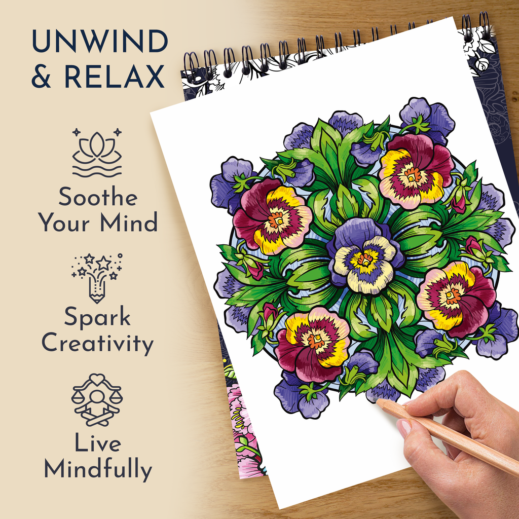 RYVE Coloring Book for Adults - 50 Unique Mandalas for Relaxation and