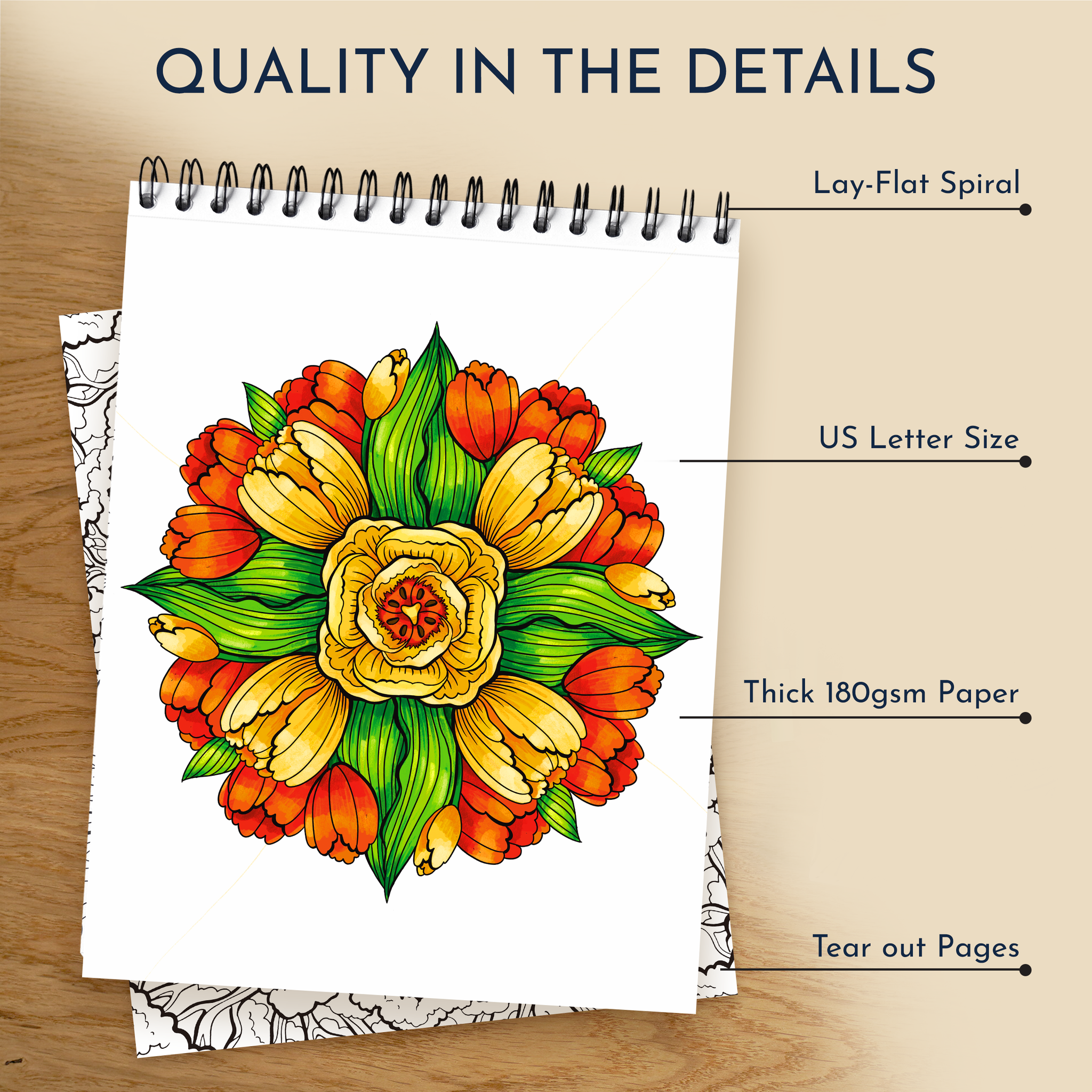 RYVE Coloring Book for Adults - 50 Unique Mandalas for Relaxation and