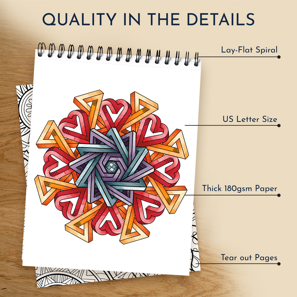 RYVE Coloring Book for Adults - 50 Unique Mandalas for Relaxation and