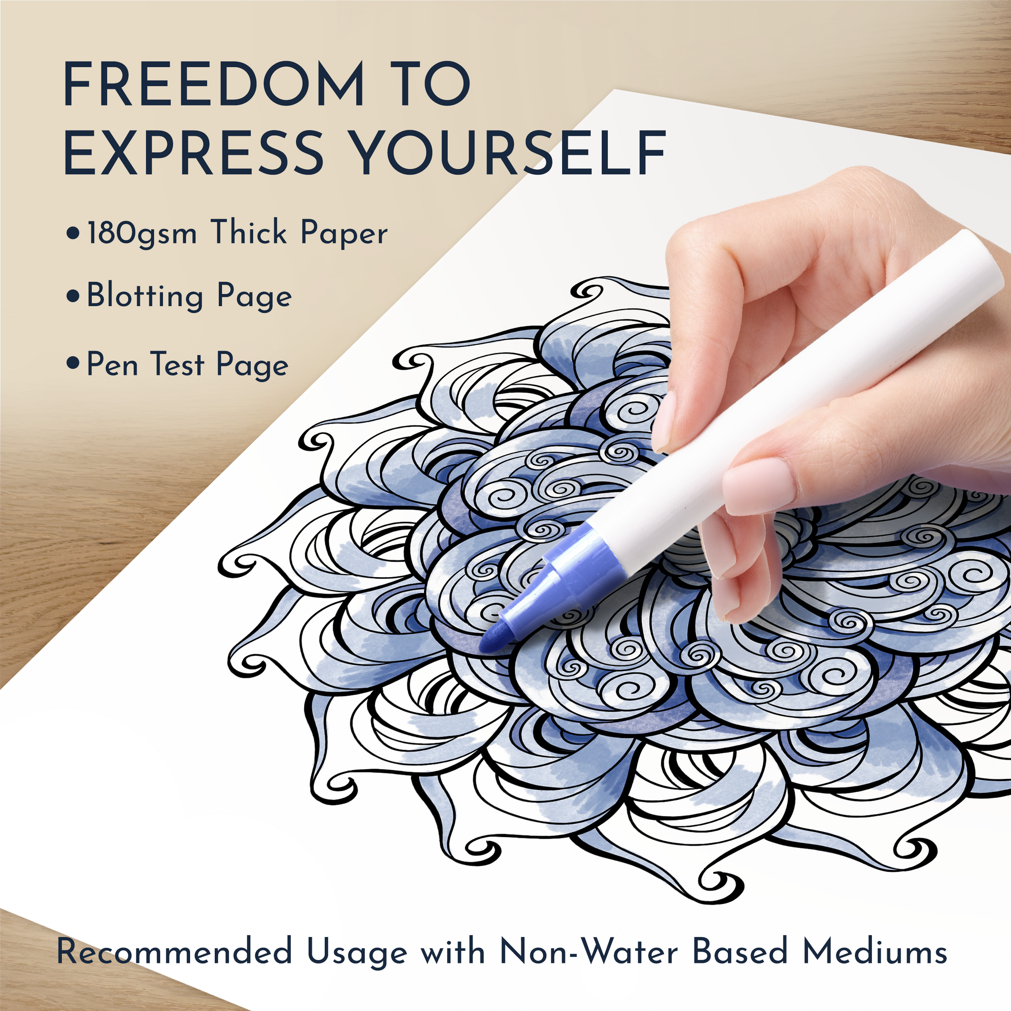 RYVE Coloring Book for Adults - 50 Unique Mandalas for Relaxation and