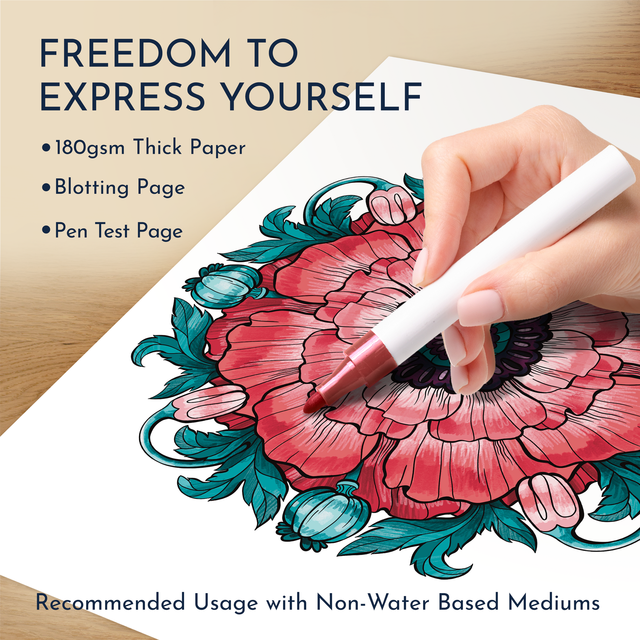 RYVE Coloring Book for Adults - 50 Unique Mandalas for Relaxation and