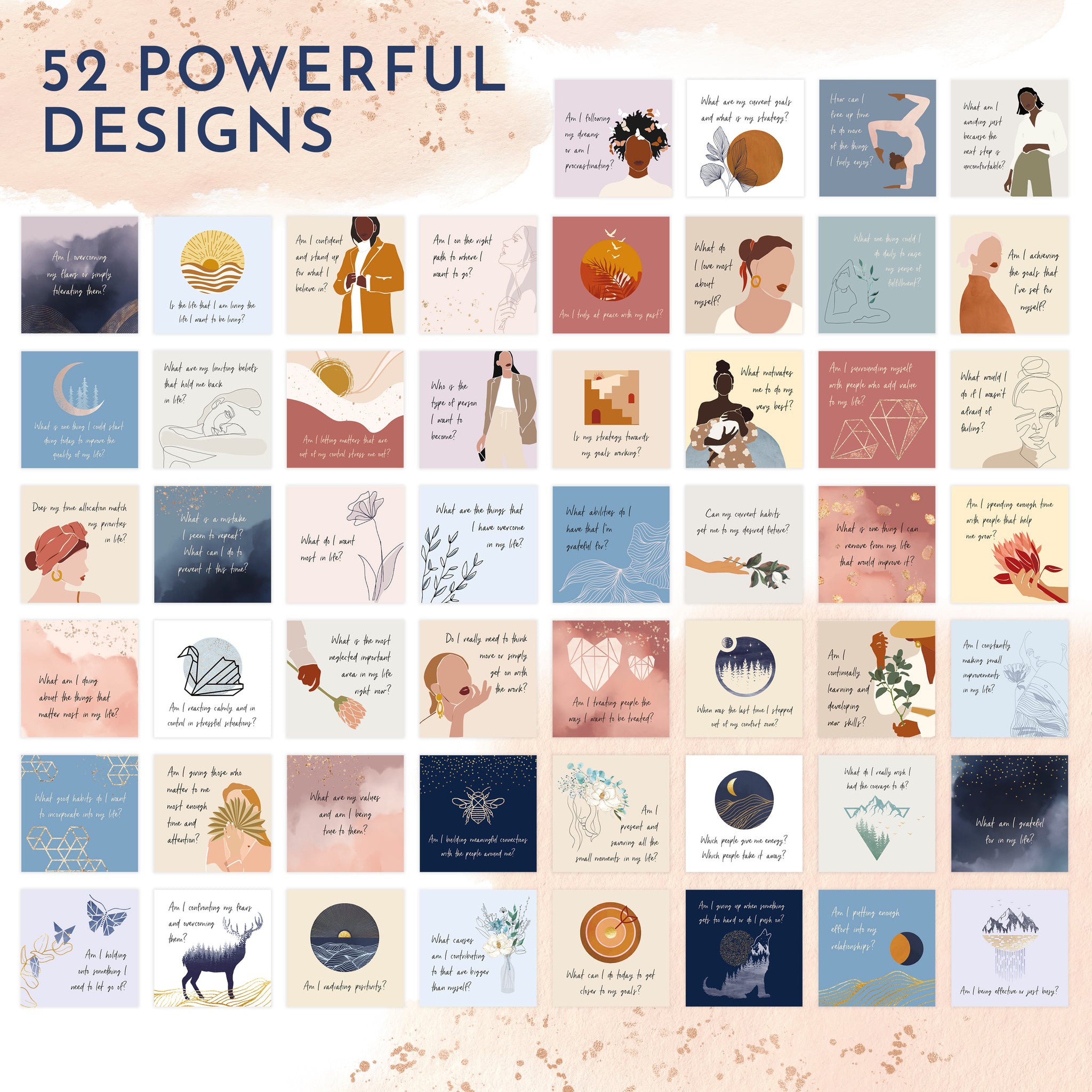 RYVE Empowering Question Cards for Women - 52 Self Care, Self Reflecti